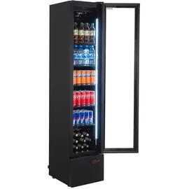 GastroHero Getränkekühlschrank GKS-160 Slim, 160 L Kühlvolumen, LED-Innenbeleuchtung, schwarz,