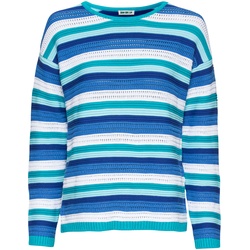 Baumwoll-Pullover, Streifen türkis, 40/42