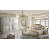 Interdesign24 Schlafzimmer-Set Clara, (6-Teilig, inkl. Spiegeltüren und Polsterung, mit Goldverzierungen im ausgefallenem Barock-Stil), in Hochglanz Weiß/Gold