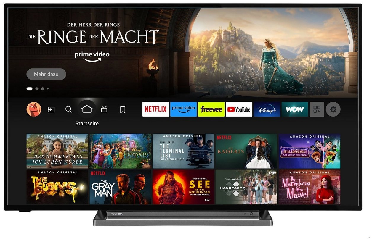 Toshiba 55UF3D63DA LCD-LED Fernseher (139 cm/55 Zoll, 4K Ultra HD, Fire TV, HDR Dolby Vision, Triple-Tuner, Alexa Sprachsteuerung, Sound by Onkyo) schwarz