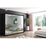 ALTDECOR Schiebetürenschrank DEBI (Kleiderschrank Aluminium-Leisten, Spiegel, Schiebetürenschrank) schwarz 240 cm x 216 cm x 61 cm