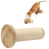 CALIYO Katzen-Kletterwand Katzentreppe Wand, Kletterstufe (1er-Pack), Massives Gummibaumholz, Ø 8 x L23.7 cm Sisal-Pfosten, DIY Kletterwand Katzen