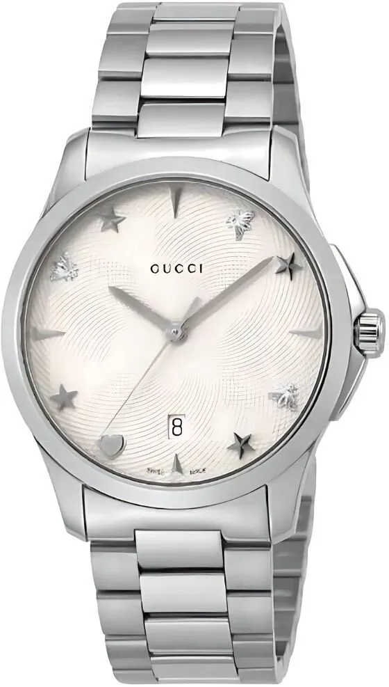 Gucci G Timeless Damenuhr aus Edelstahl silber
