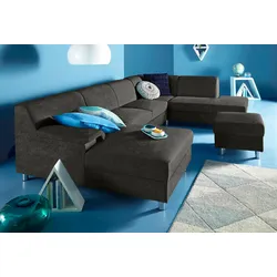 Wohnlandschaft INOSIGN "Jamie, U-Form", schwarz, B:308cm H:72cm T:80cm, Sofas, wahlweise mit Bettfunktion
