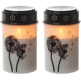 MARELIDA LED Grabkerze Trauerlicht Gedenklicht Friedhofkerze batteriebetrieben aus Kunststoff (2x Blume 12cm,