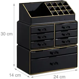 Relaxdays Make-Up-Organizer schwarz/gold,