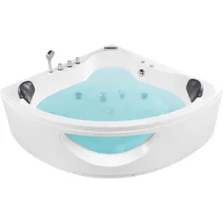 Whirlpool Badewanne weiß Eckmodell mit LED 207 x 146 cm TOCOA II