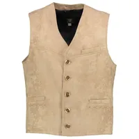 OS Trachten Trachtenweste Grupo Herren Weste mit Verzierungs-Stickerei unter den Taschen beige 50