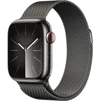 Apple Watch Series 9 GPS + Cellular 45 mm Edelstahlgehäuse graphit, Milanaise Armband graphit One Size