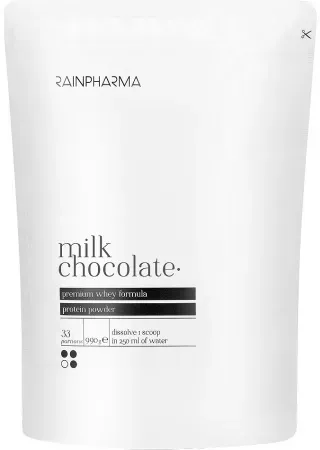 RainPharma Milk Chocolate Molkenproteinpulver + Stevia Optimaler Geschmack 990g 33 Portionen