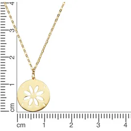 FIRETTI Kette mit Anhänger Schmuck Geschenk Gold 375 Halsschmuck Halskette Kreis mit Blume Gold