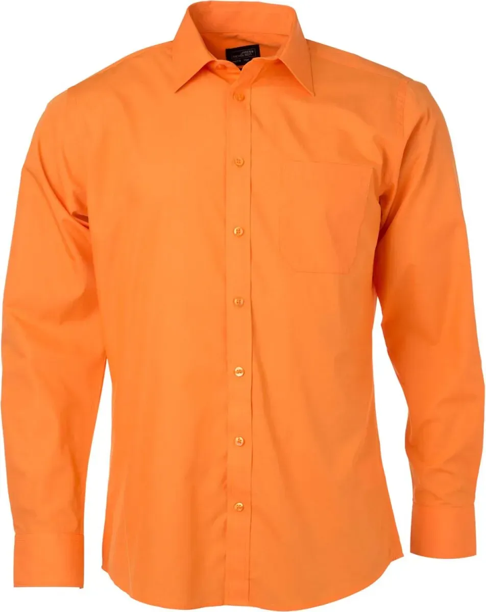 James & Nicholson Herren Popeline Hemd langarm JN678 orange S