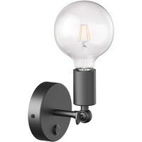 Ledscom.de Vintage E27 Wand-Leuchte FETRO mit Schalter, schwarz, schwenkbar,