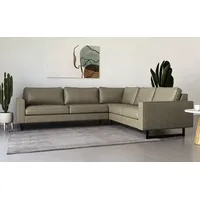 PLACES OF STYLE Ecksofa »Pinto, 250/290 cm, langer Schenkel, XXL, Ottomane«, Cord, Feincord, Luxus-Microfaser Leder und Chenille grau