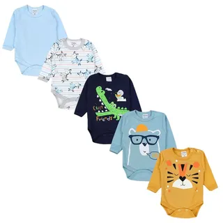 TupTam Baby Body Langarm – Weicher Body Baby 5er Pack aus Baumwolle, Unifarben, OEKO-TEX Zertifiziert, Farbe: Farbenmix 9, Größe: 104 - 104