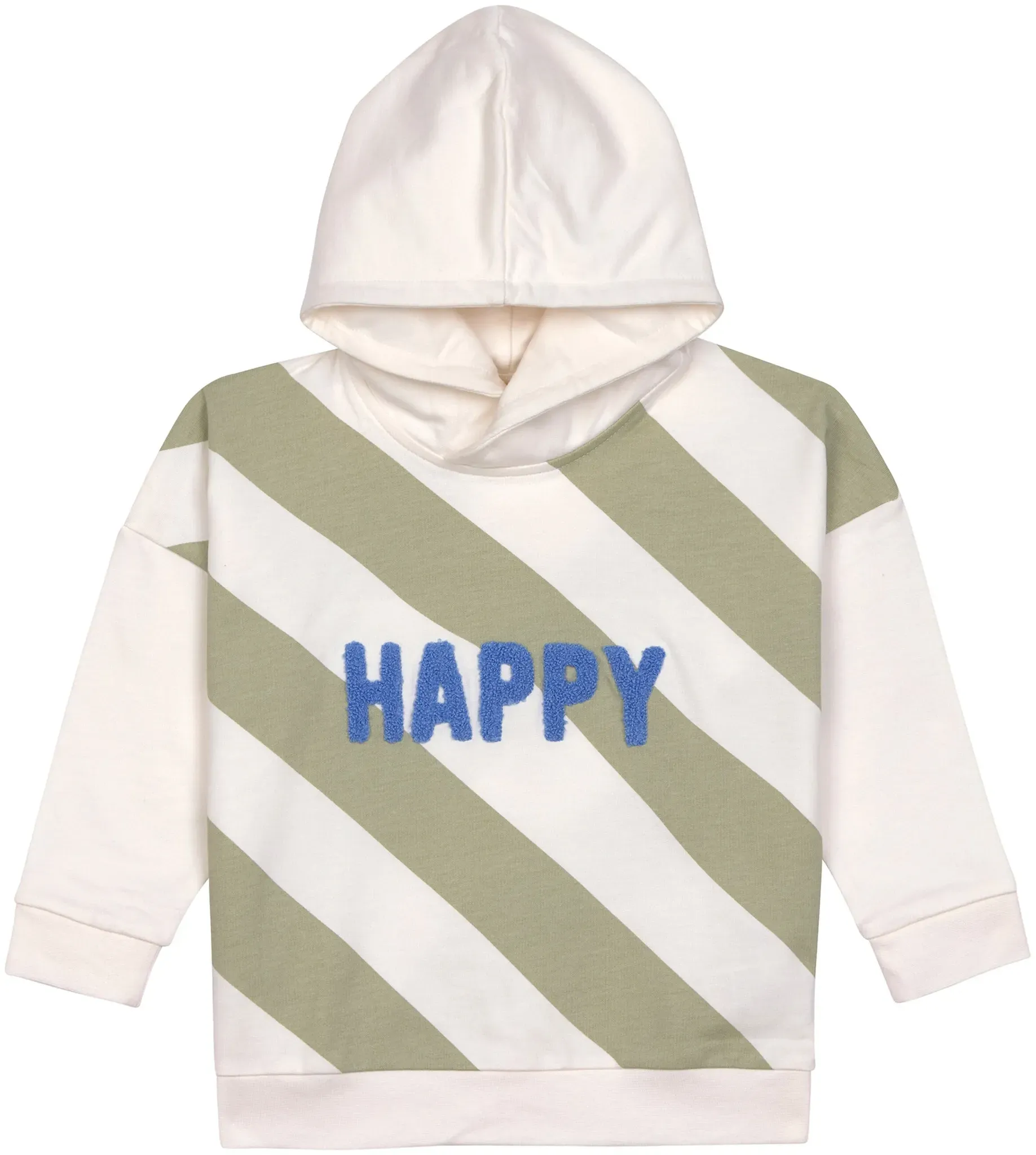 Lässig Sweatshirt mit Kapuze Streifen Happy Little Gang, natur | gruen | mehrfarbig, 98