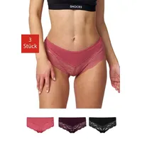 SNOCKS Hipster Panties mit Spitze | Mix (Mauve/Weinrot/Schwarz) |