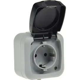ChiliTec Feuchtraum Steckdose IP44 250V ac 16A, Aufputz Rahmen, grau