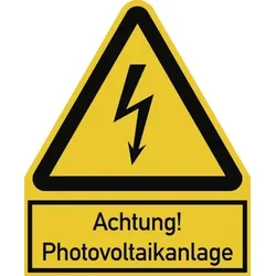 Achtung! Photovoltaikanlage ISO 7010, Kombischild, Alu, 200x244 mm