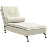 vidaXL Massage Chaiselongue mit Nackenrolle, Liegesessel mit Sperrholzlatten Metallbeine, Relaxliege für Wohnzimmer, Liegestuhl, Creme Samt