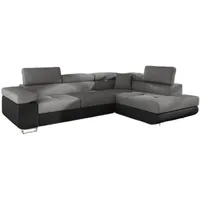 Luxusbetten24 Schlafsofa Designer Sofa Tervi, mit Schlaf- und Klapptfunktion grau|schwarz