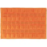 Relaxdays Badematte Baumwolle, 60 x 40 cm, rutschfest, waschbar, Vorleger Badezimmer, Badteppich rechteckig, orange