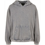 Build Your Brand Acid Washed Oversize Kapuzenpullover Asphalt 3XL