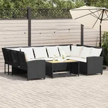 vidaXL Gartensofa mit Kissen schwarz