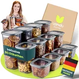 uandu Vorratsdosen mit Deckel Luftdicht - 12er Vorratsbehälter Set | Aufbewahrungsbox Küche Aufbewahrung & Organisation | BPA Frei | Küchen Organizer | Vorratsdosen für alle trockenen Lebensmittel
