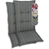 GO-DE Textil Bequeme und attraktive Polsterauflagen für Hochlehner-Gartenstühle (2er-Set, Streifen Exclusiv anthrazit, Hochlehner)