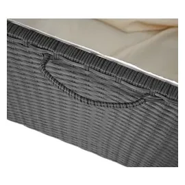 Mendler Poly-Rattan Kissenbox HWC-D88, Gartentruhe Auflagenbox Truhe ~ Premium schwarz, 51x100x50cm 170l
