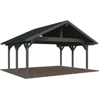 Palmako Carport Robert 20,6 m2 dunkelgrau lackiert Holzcarport