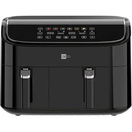 AECO DUO Heißluftfritteuse mit digitalem Touch-Display & Dehydrierungsfunktion, 2850 W Timerfunktion, Antihaftbeschichtung Schwarz