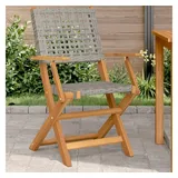 vidaXL Gartenstühle 2 Stk. Grau Massivholz Akazie und Poly Rattan