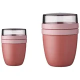 Mepal - Lunchpot Ellipse Duo Pack - Praktischer Müslibecher, Joghurtbecher, To Go Becher - Geeignet für Tiefkühler, Mikrowelle & Spülmachine - 300 & 500 ml - Vivid Mauve