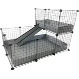 C&C modularer Käfig mit Etage 3x2 + Loft 2x1 + Silberne Rampe, Gehege
