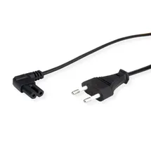 Value Netzkabel Euro-Flachstecker auf C7 gewinkelt, 2polig, schwarz, 1,8 m