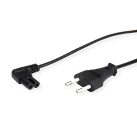 Value Netzkabel Euro-Flachstecker auf C7 gewinkelt, 2polig, schwarz, 1,8 m