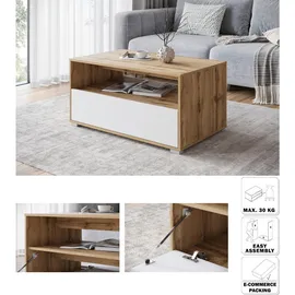 P & B Couchtisch Narobi-II ca. 90x45x55 cm, Eiche/Weiß