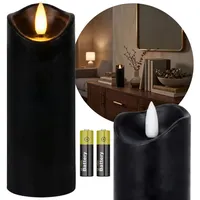 Sarcia.eu LED-Kerze Schwarze LED-Kerze mit Flammeneffekt für Grablichter, 15 cm schwarz