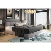 Trada Boxspringbett 140x200 cm - mit Bettkasten und Taschenmatratze - ROYAL - Elegant Bett mit Topper - Grau