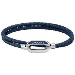 Armband LACOSTE "Schmuck Edelstahl Armschmuck Lederarmband STARBOARD", blau (blau, edelstahlfarben), Armbänder, Herren, Leder-Edelstahl, Leder, Edelstahl