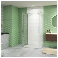 duschspa Komplettdusche U-Duschkabine Schwingtür Drehtür Pendeltür Duschtür Glastür, BxT: 90x80 cm, Einscheibensicherheitsglas, Sicherheitsglas, Set, ebenerdiger Einbau möglich 90 cm x 80 cm