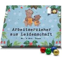 Mr. & Mrs. Panda Schoko Adventskalender Arbeitserzieher Leidenschaft - Blau Pastell - Geschenk, Schokoladen Adventskalender, Studium, Schenken, Aus... - Blau