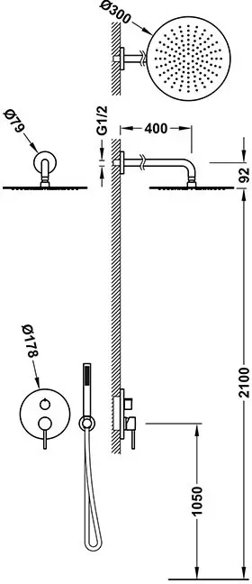 Tres Bausatz 2 Wege Unterputz Einhebelmischer Rapid box für die Dusche , 26238004 26238004