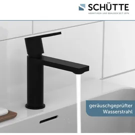 Schütte Waschtischarmatur MANHATTAN Wasserhahn Bad mit Ablaufgarnitur, Pop Up Abflussstopfen, Mischbatterie Waschbecken, Schwarz