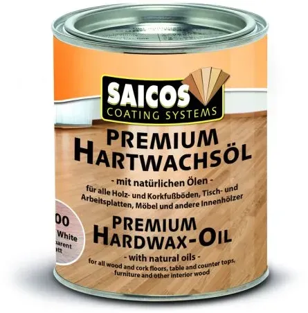 SAICOS Premium Hartwachsöl, Farbe 3100 Weiß transparent matt, Größe 0,75 Liter