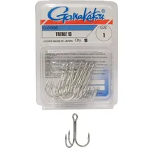 Gamakatsu Drillinge Treble 13, Größe:2, Farbe:Nickel