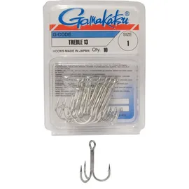Gamakatsu Drillinge Treble 13, Größe:2, Farbe:Nickel
