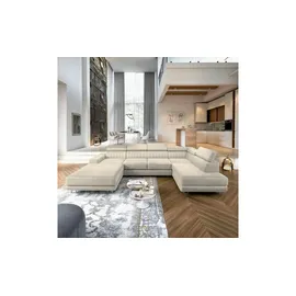 masseno Wohnlandschaft Velours 3-Sitzer Weiß